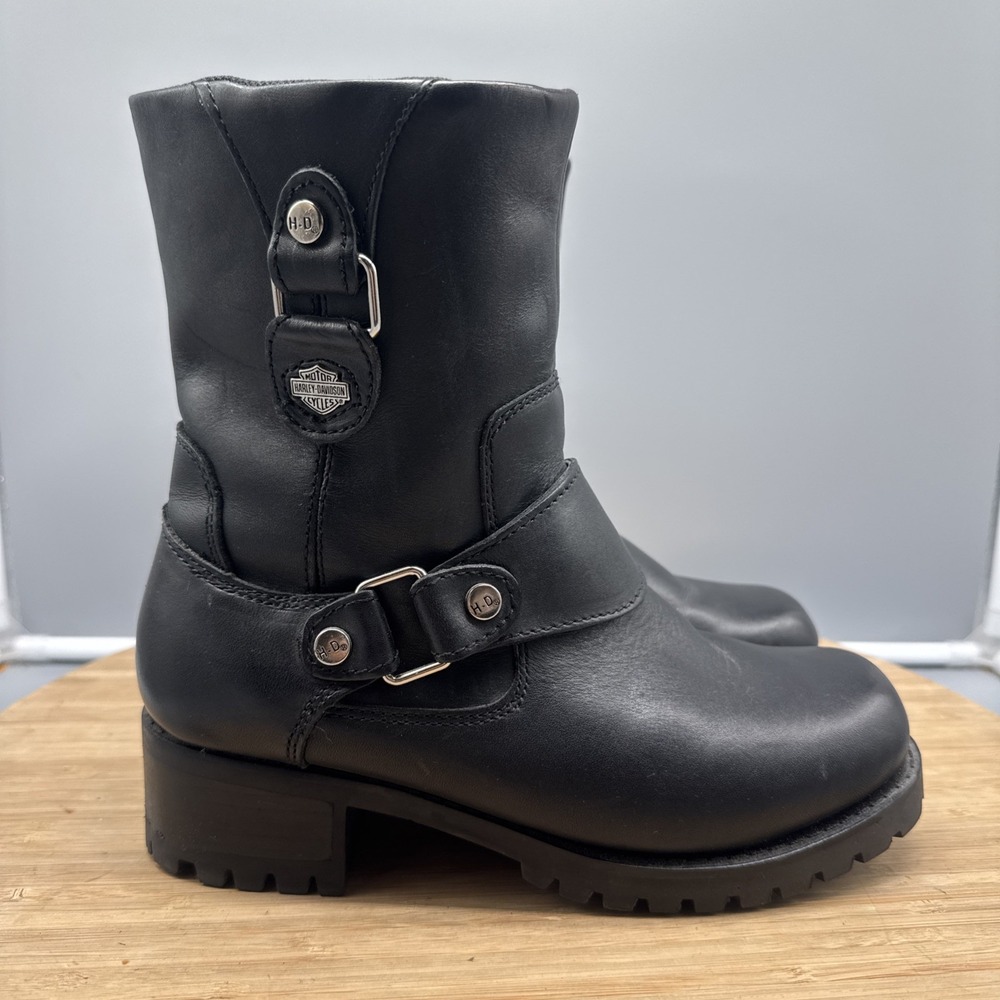 Harley-Davidson Women's Alivia Black Leather Motorcycle Boots 84269 Size 7.5
